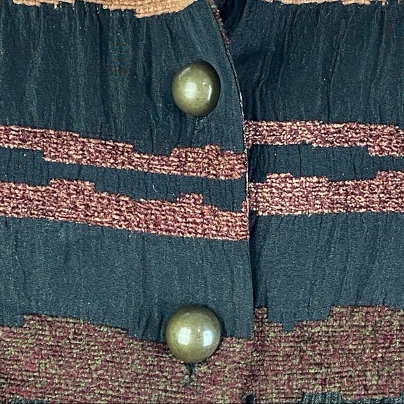 Mirasol Striped Floral Button Down Jacket Women's Medium Brown Black Lined - Picture 8 of 12